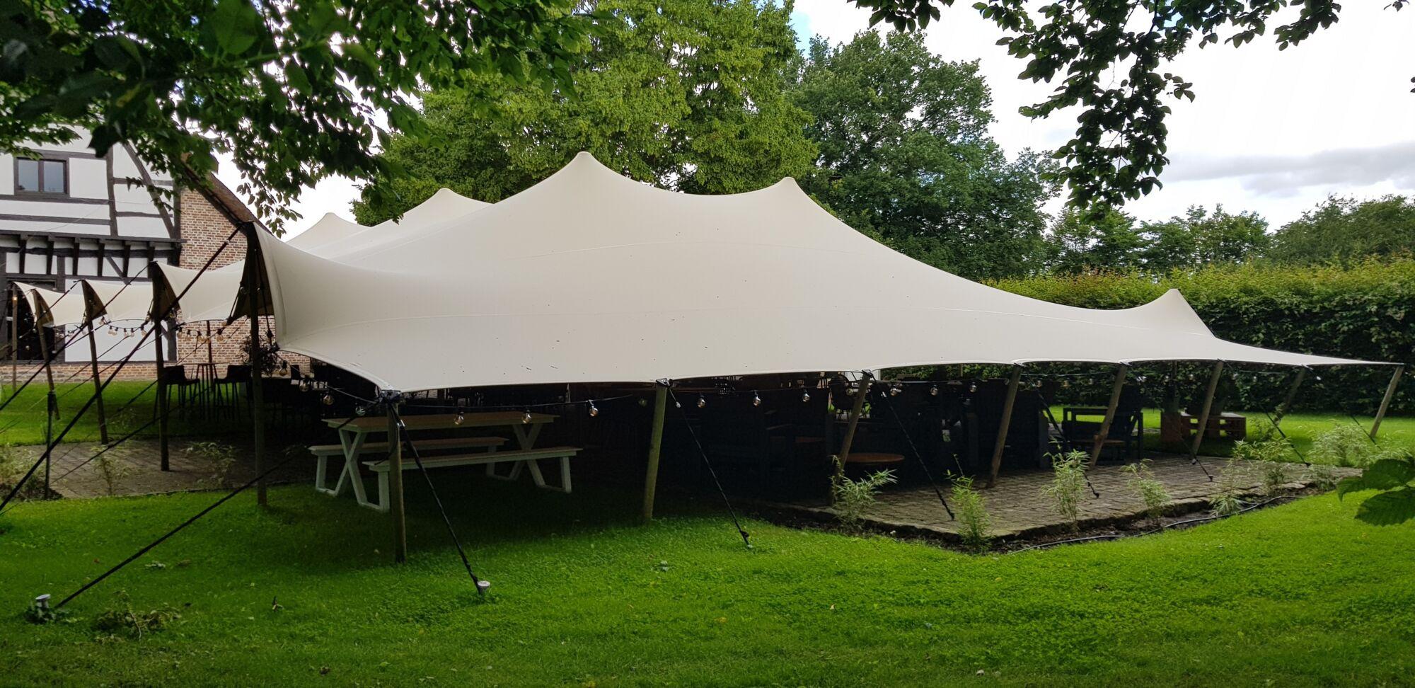 Triflexx stretch tent canvas (560 g/m²) with clamps - 15 x 20 m Cream/Cream