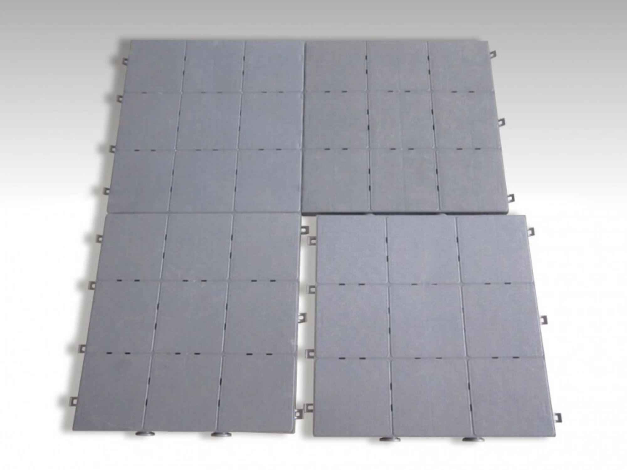 1 m² Boden (Set von 4 Fliesen) - Plastik - Grau Grau