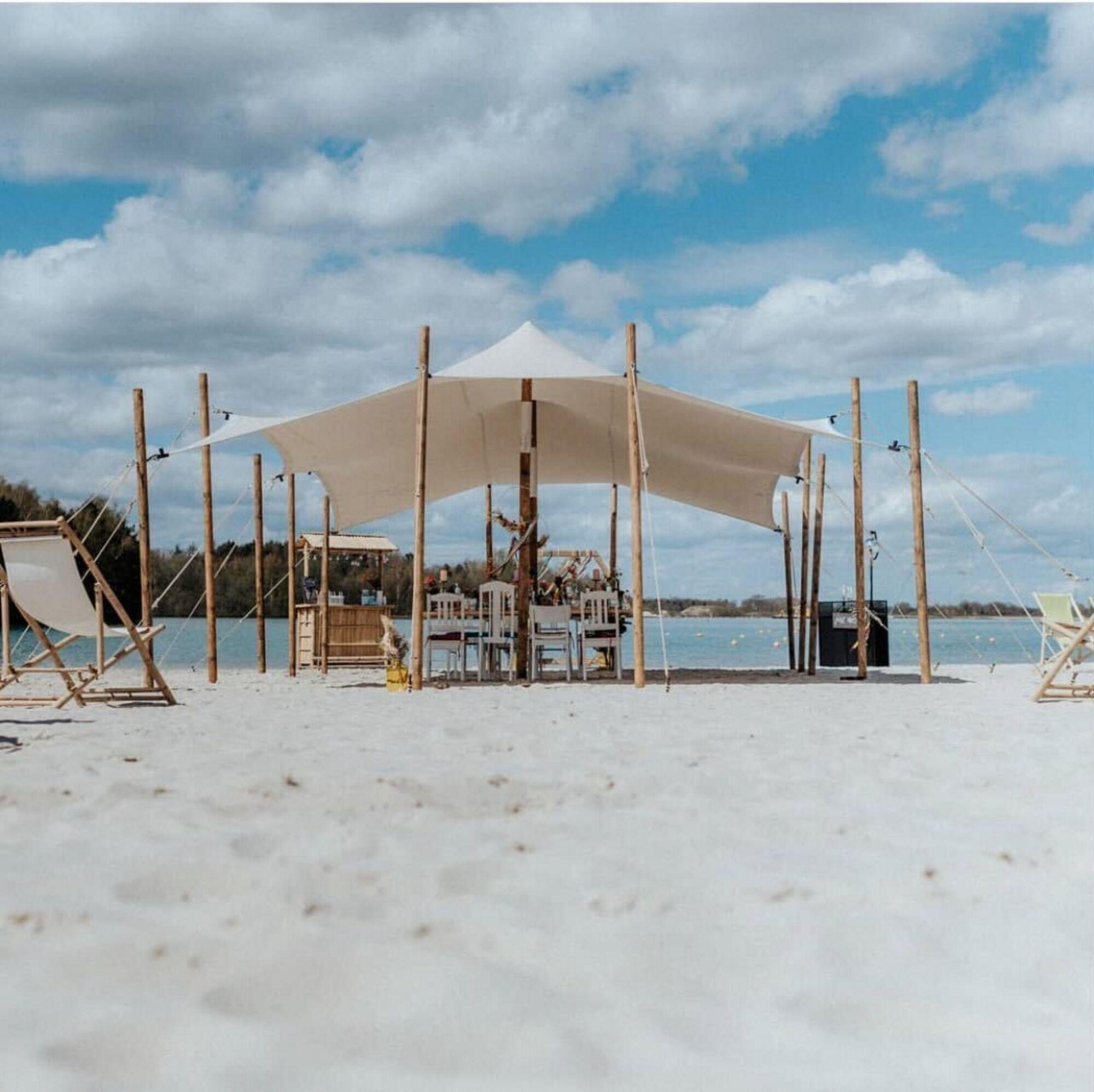 Hiflexx stretch tent canvas (740 g/m²) with clamps - 6,5 x 10 m Sand/Sand