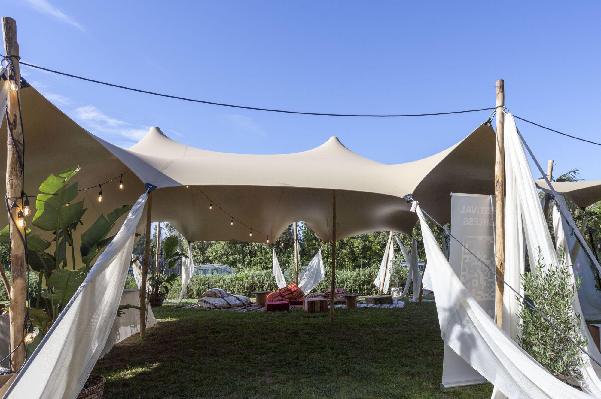 Triflexx stretch tent canvas (560 g/m²) with clamps - 10 x 10,5 m Sand/Sand