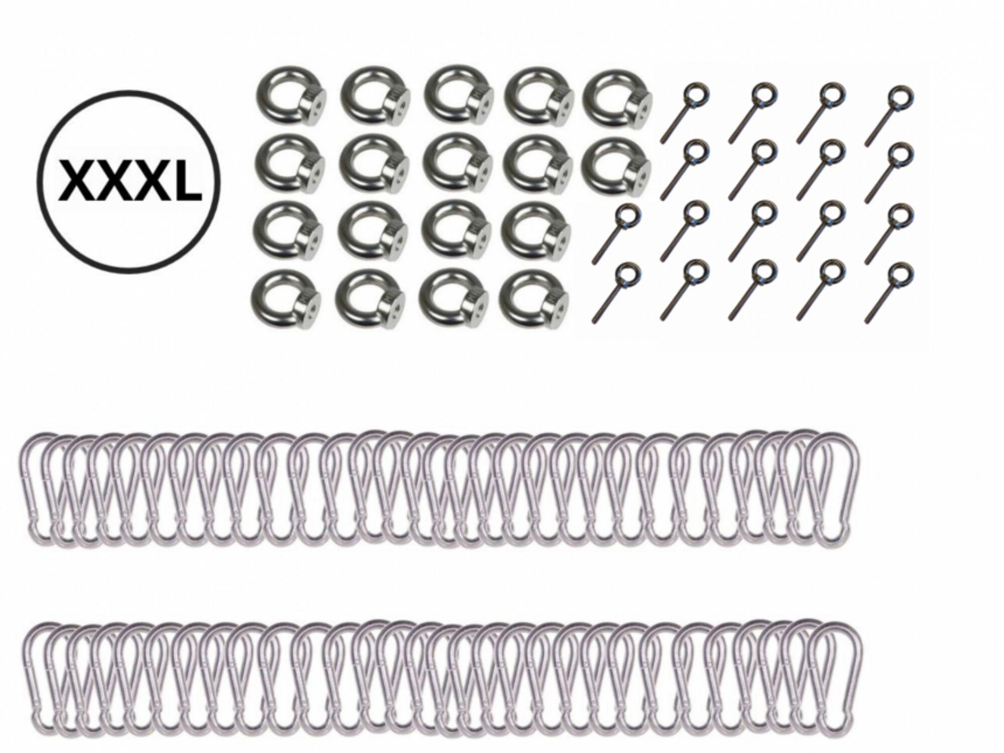 Carabiner set - stainless steel - measure made eyebolts for stretch tent 15 x 20 m 