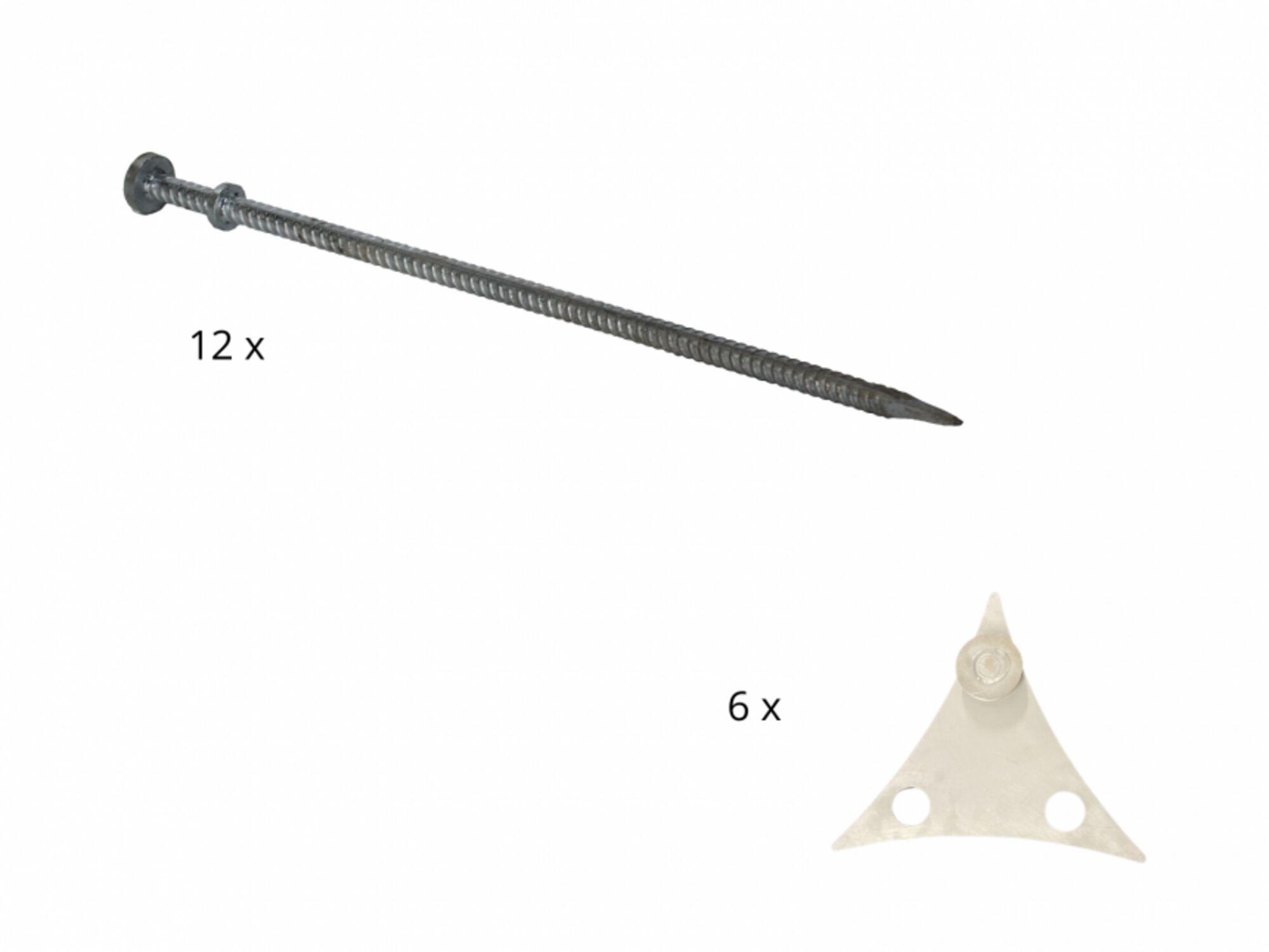 Star tent StellarLite anchoring set PRO double (12 pegs of 110 cm + 6 pro anchoring plates with head