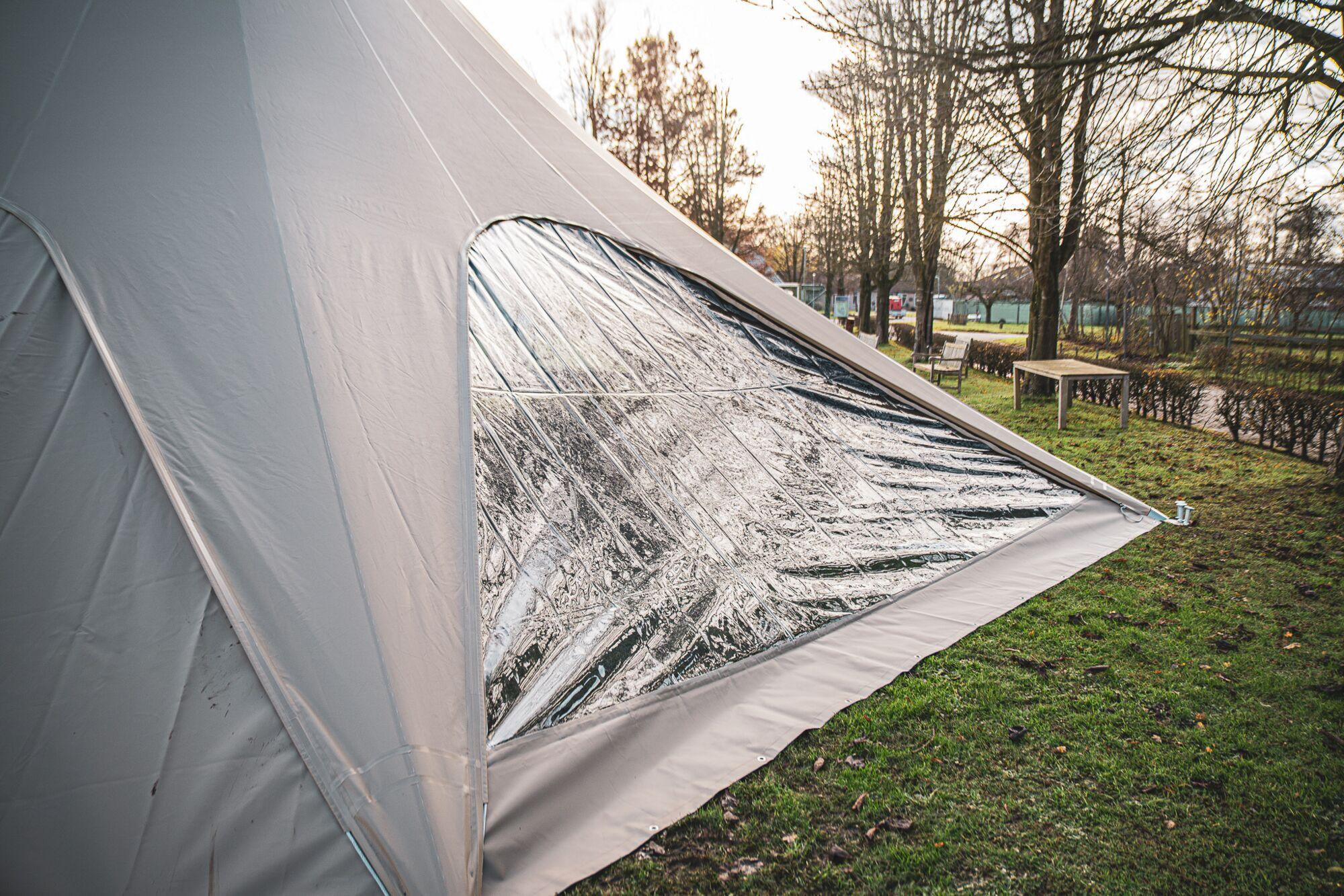 Star tent Stellar 9 textured - set 18 m - PVC - Roof sand - Frame anodised