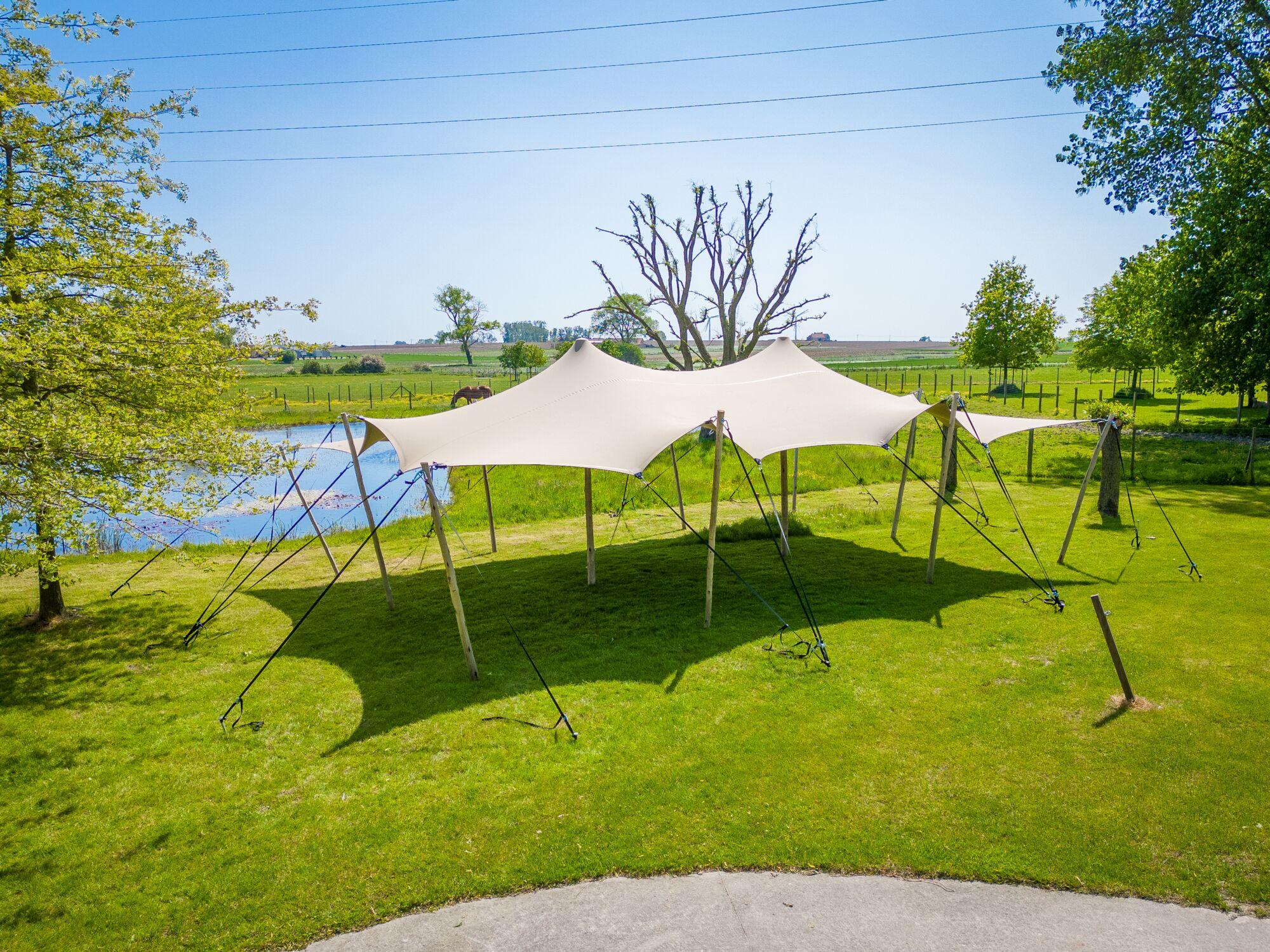 Hiflexx stretch tent canvas (740 g/m²) with clamps - 6,5 x 10 m Sand/Sand