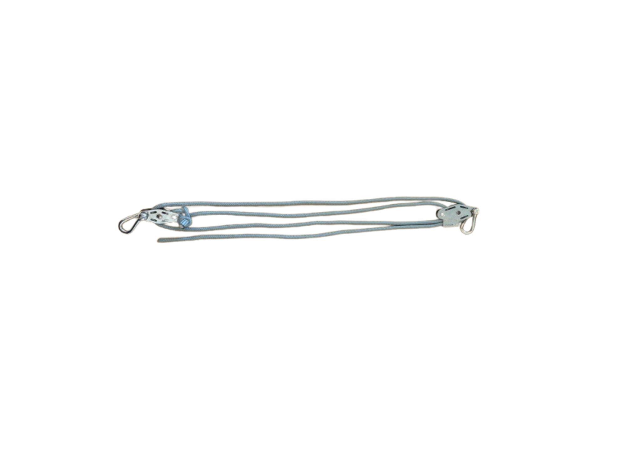 Pulley system for tensioning the shade fabric