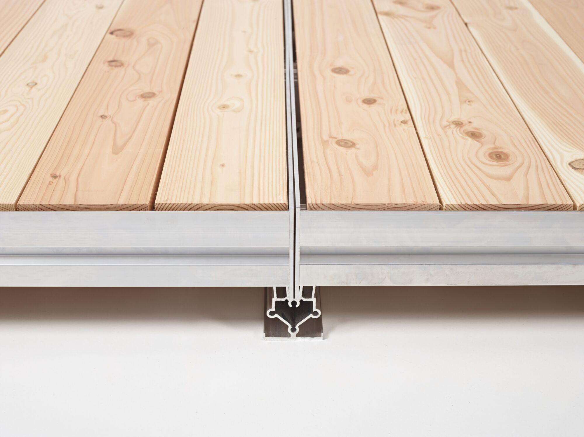 Assembled cassette floor with click-in system and cushioning - 1 x 2.5 m - pine wood