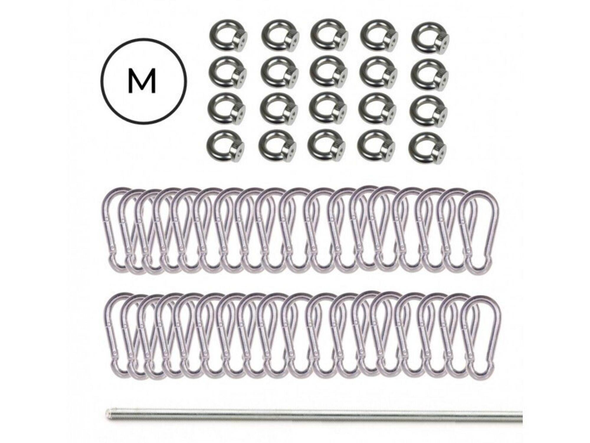 Carabiner set - galvanised - threaded rod to cut for stretch tent 6,5 x 10 m 