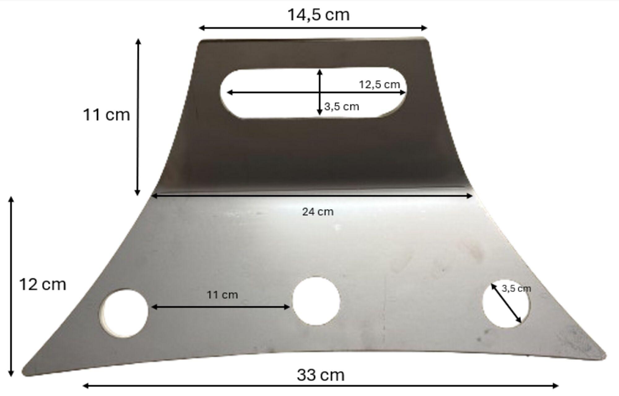 Stainless steel anchoring plate for 3 pegs - Folded