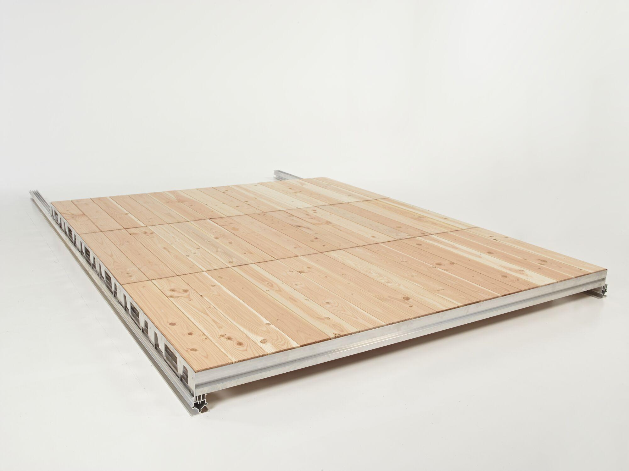 Assembled cassette floor with click-in system and cushioning - 1 x 2.5 m - pine wood