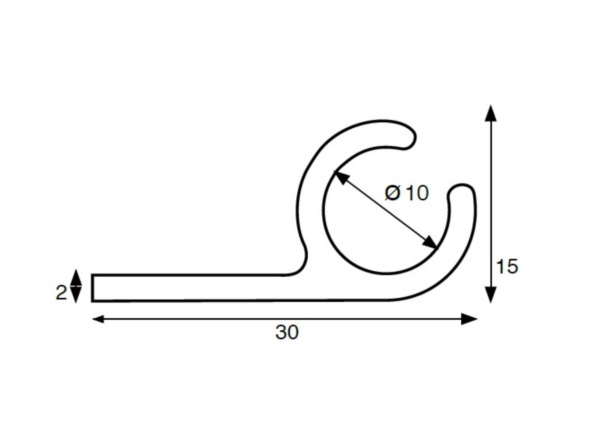 Keder Rail 10 mm side groove per meter