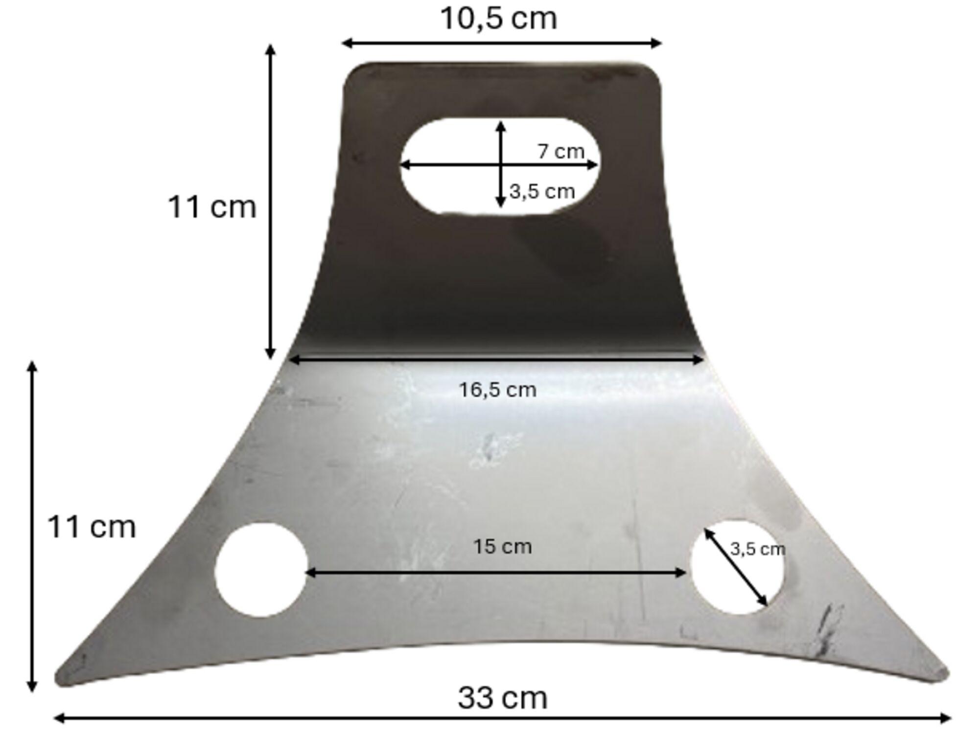 Stainless steel anchoring plate for 2 pegs - Folded