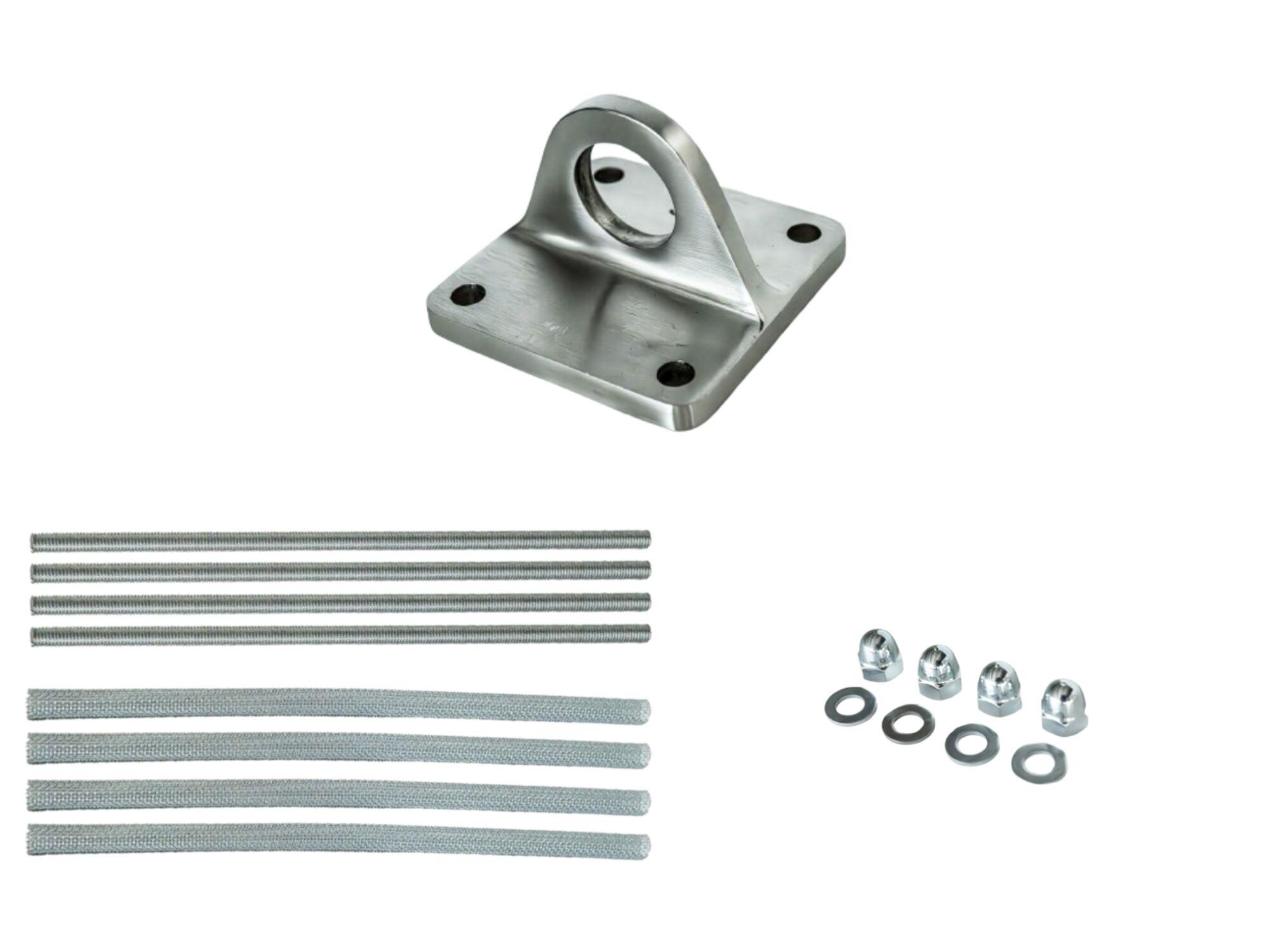 Wall plate 10 x 10 cm with threaded rods 250 mm and fixing material - for cavity wall