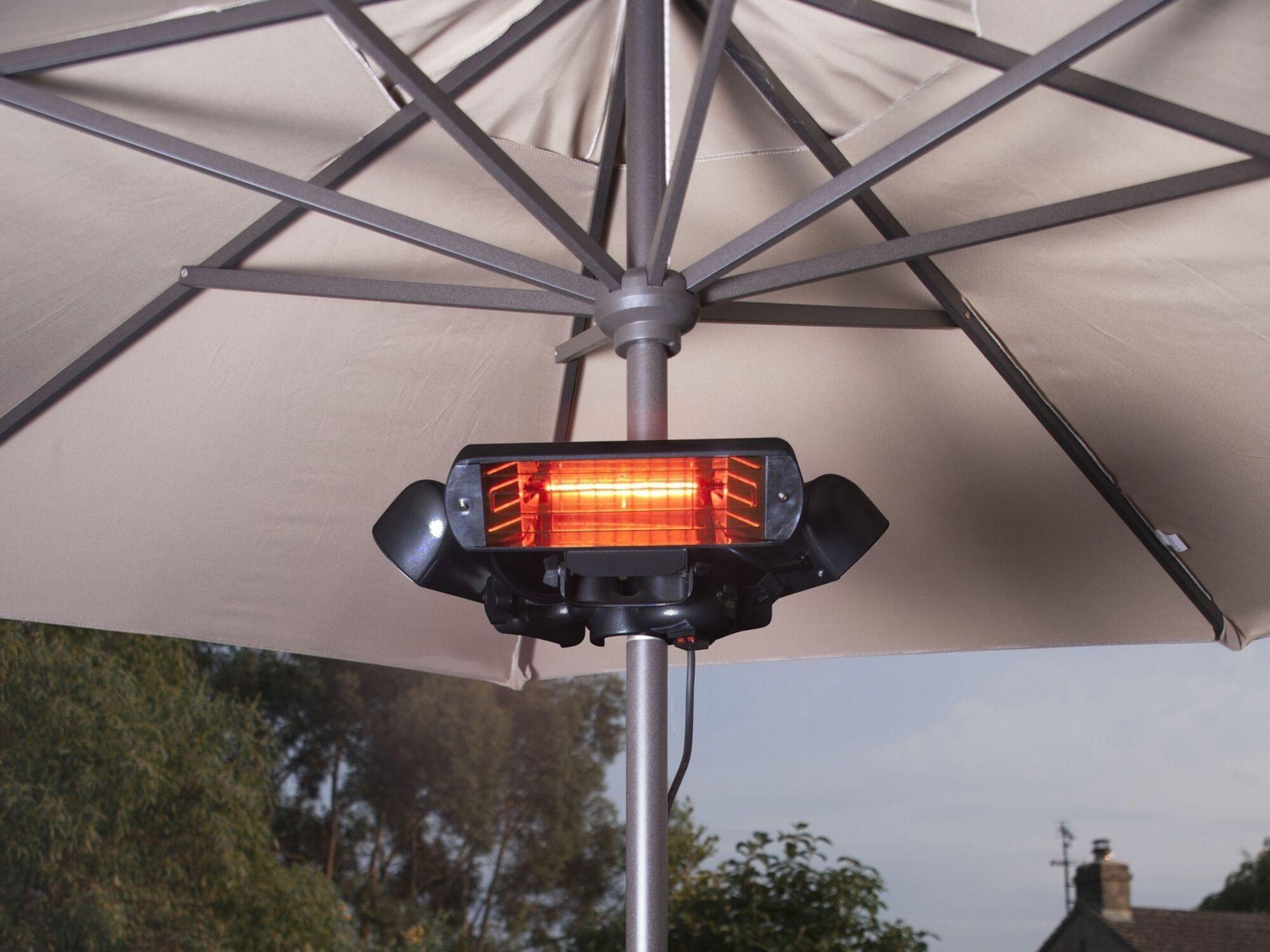 Sunbeam 2400 - Estufa eléctrica para sombrillas y carpas - Lampara halogenas de tubo dorado