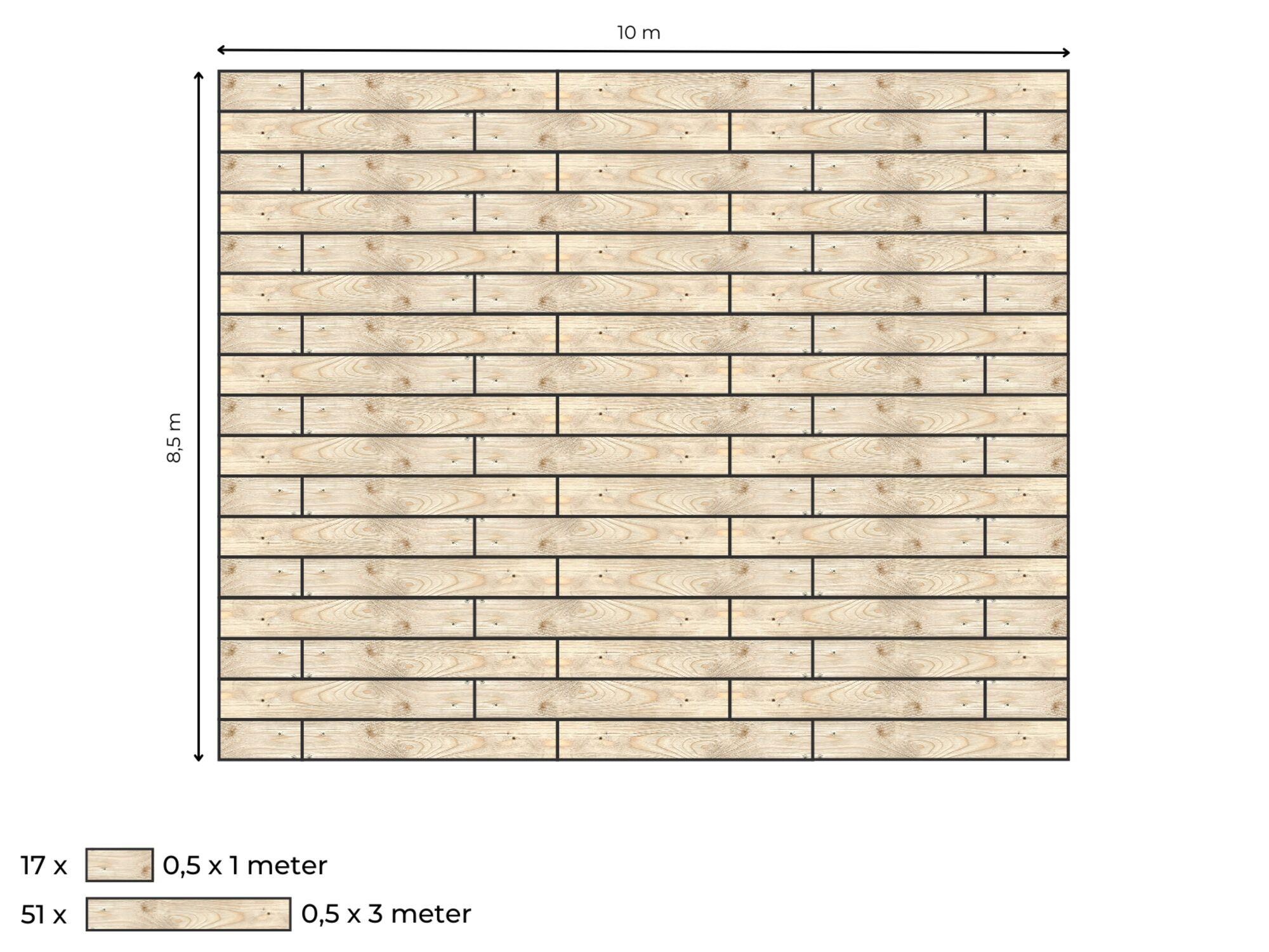 Complete vlondervloer voor stretchtent 8,5 x 10 m