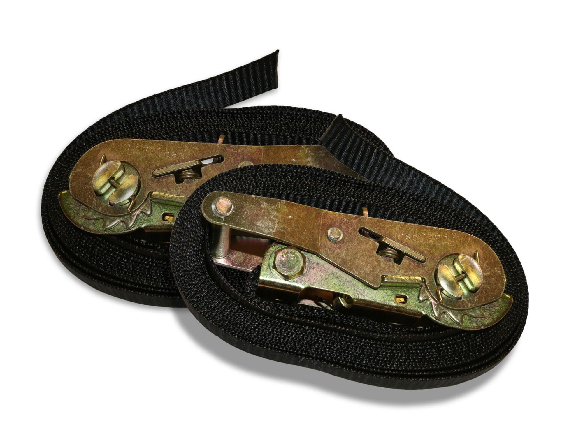 Spanngurt mit Ratsche - 450 cm - 2 Stück - Schwarz Schwarz