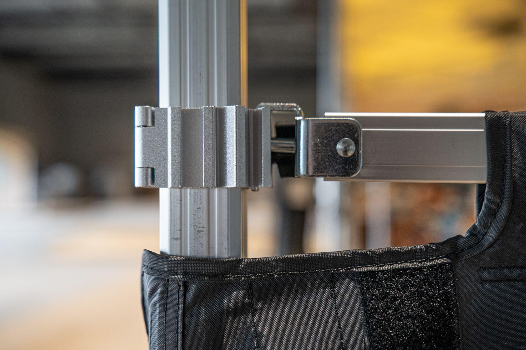 Folding tent half wall tube and bar table connector