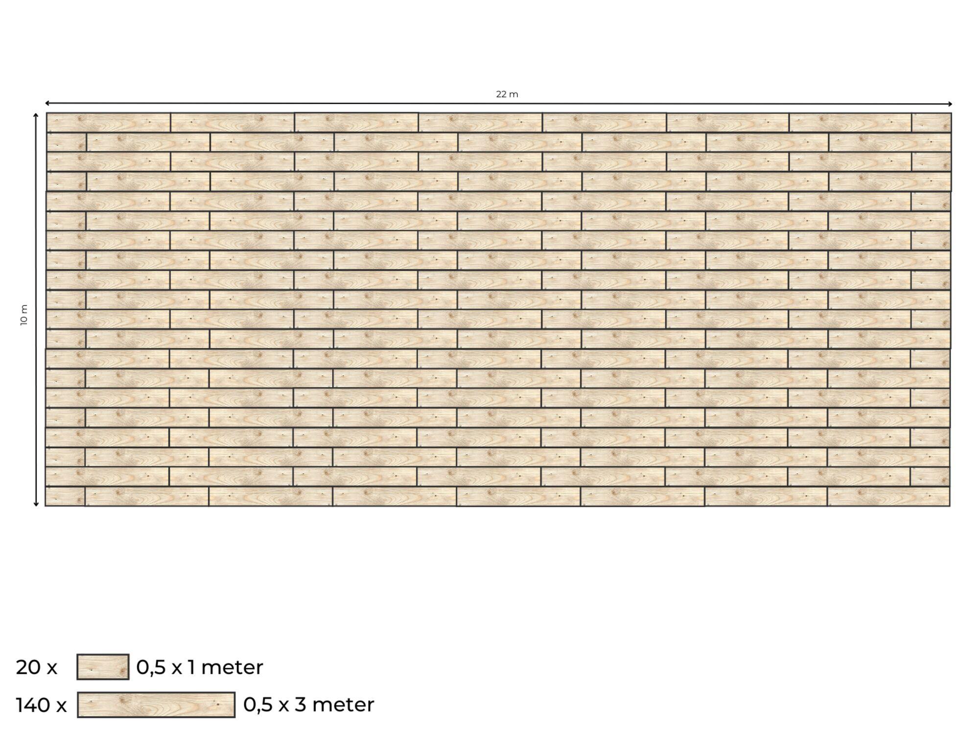 Complete vlondervloer voor stretchtent 10 x 21,5 m