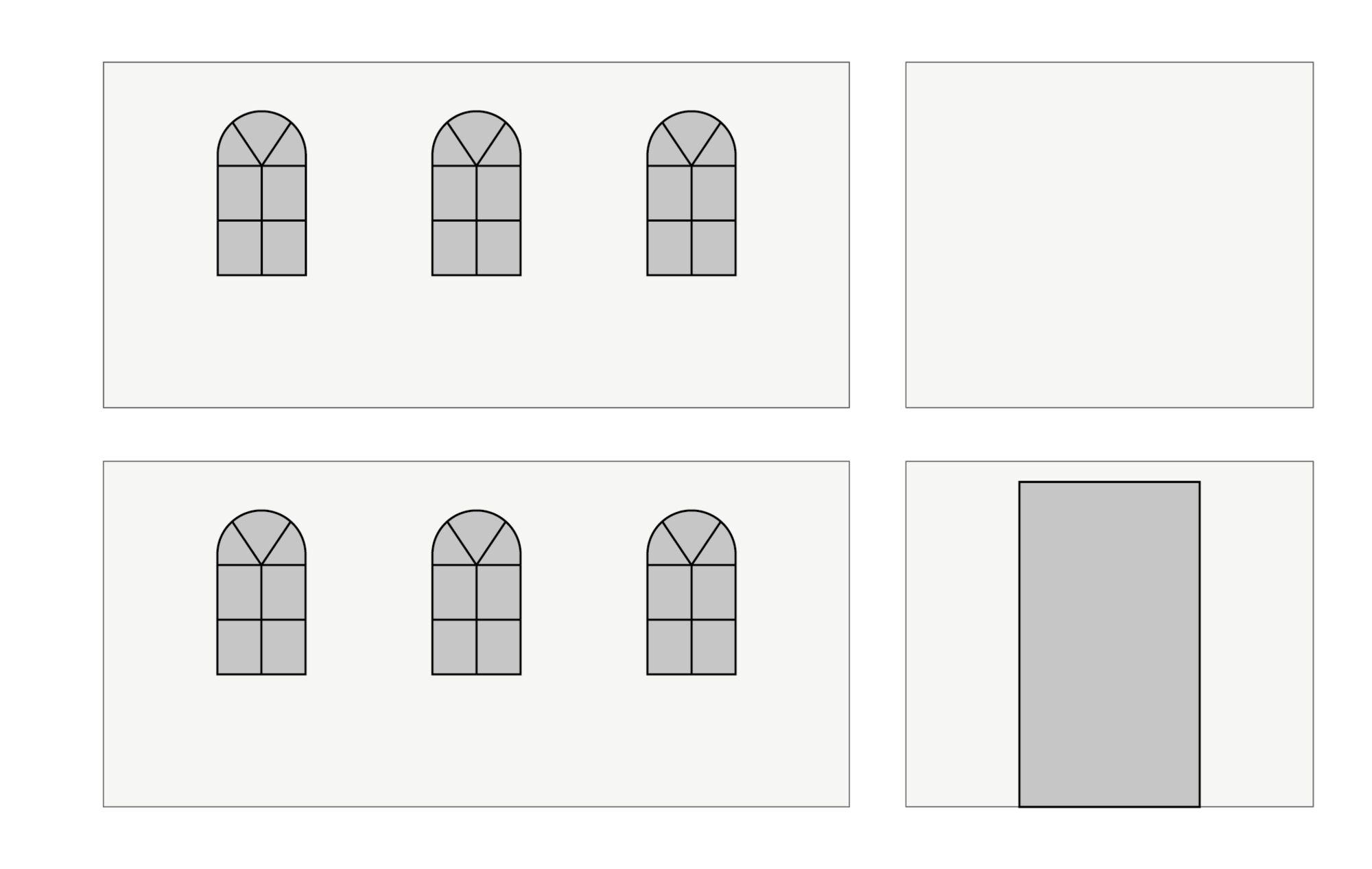 Folding tent Sidewall set with carry bag - Arched windows - 2x4 m - Polyester White