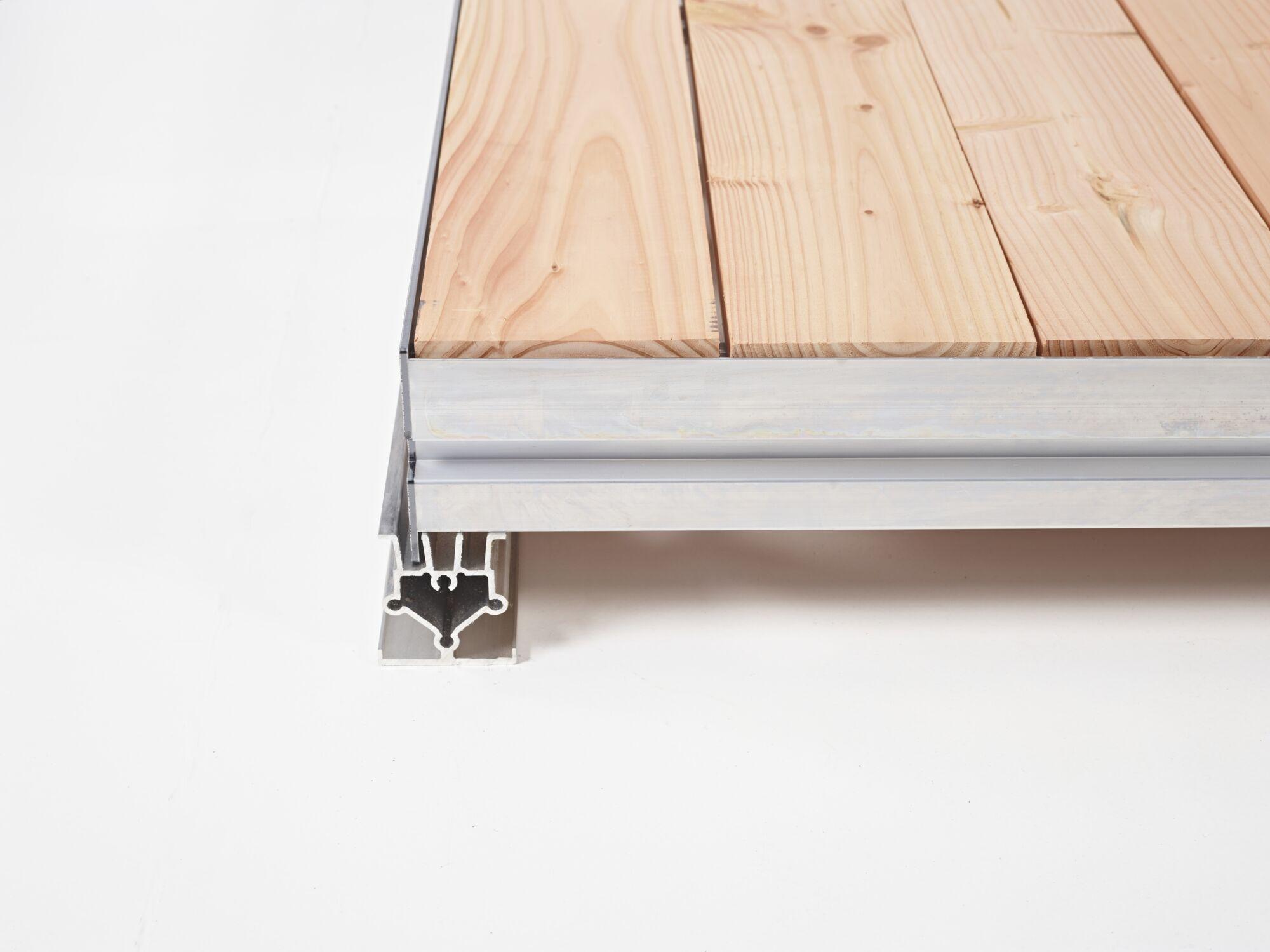 Assembled cassette floor with click-in system and cushioning - 1 x 2.5 m - pine wood