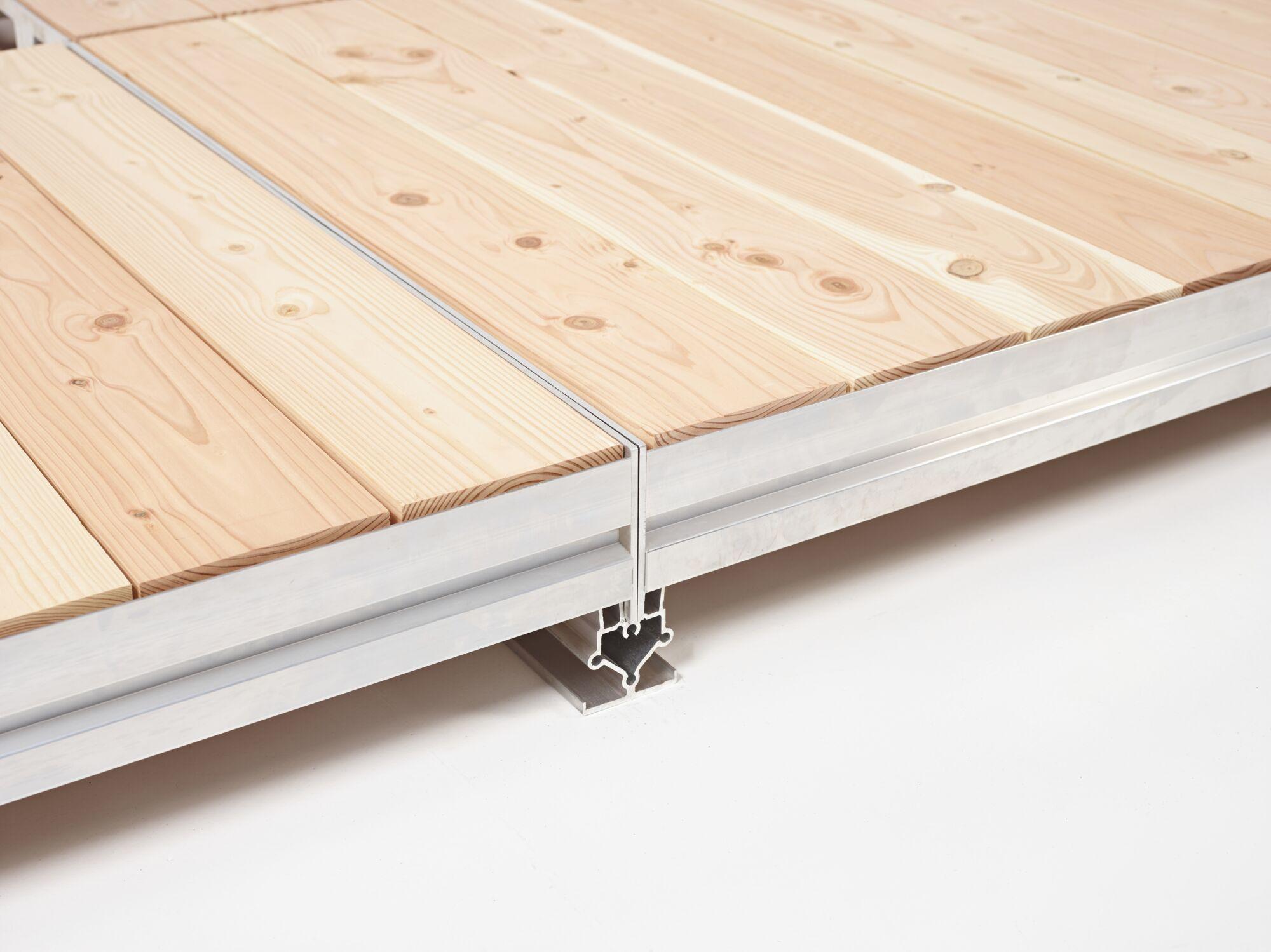 Assembled cassette floor with click-in system and cushioning - 1 x 2.5 m - pine wood