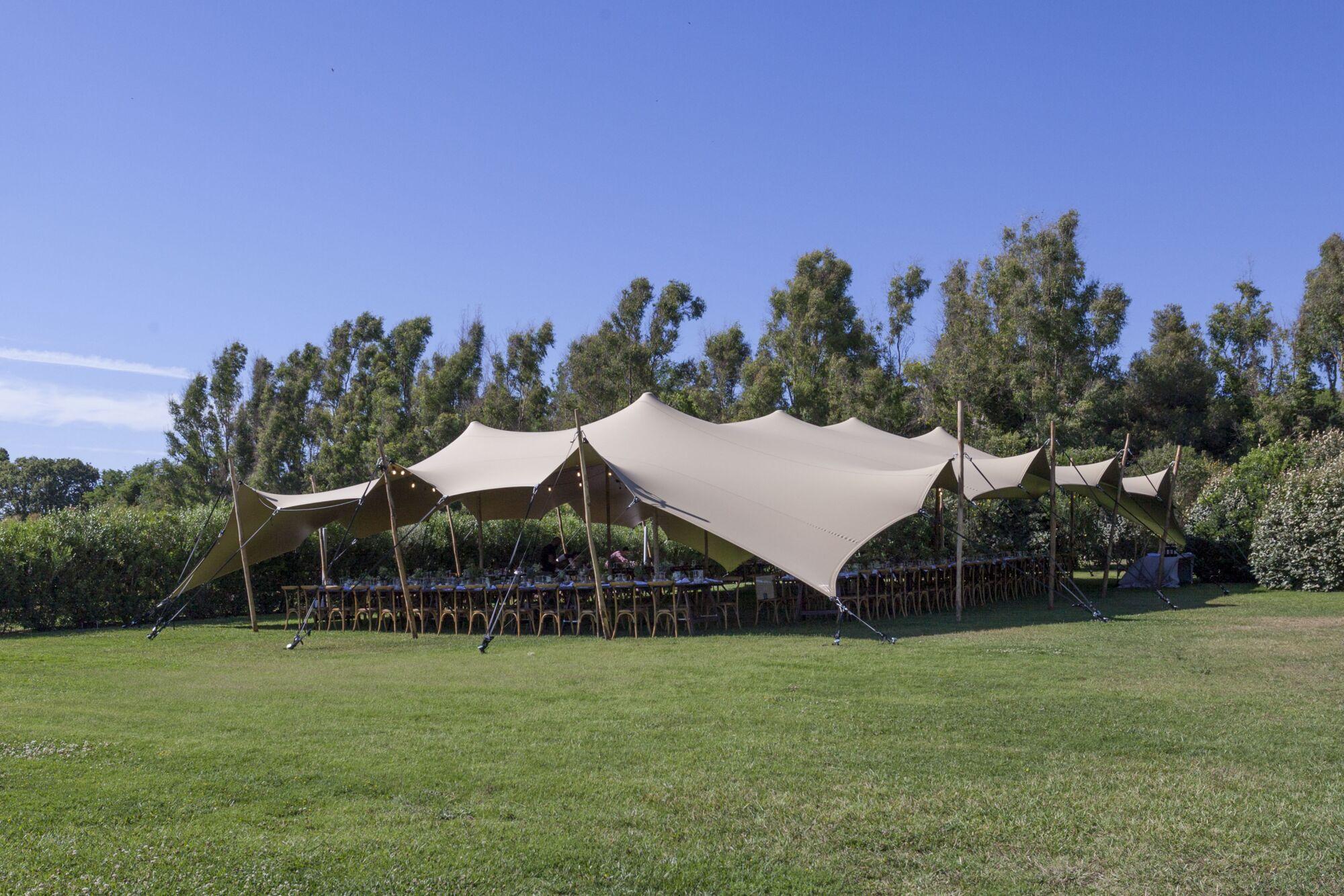 Triflexx stretch tent canvas (560 g/m²) with clamps - 15 x 20 m Cream/Cream