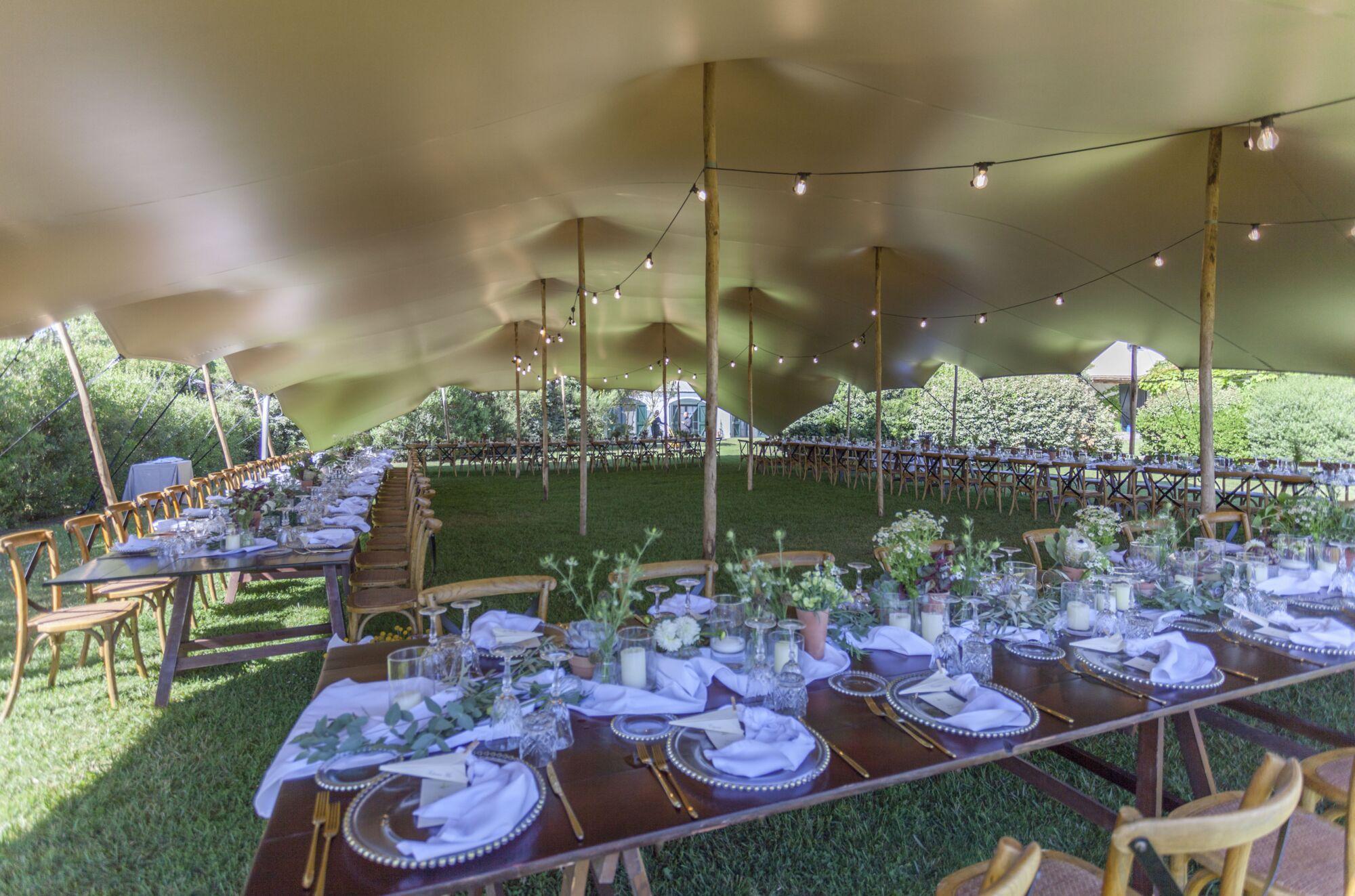 Triflexx stretch tent canvas (560 g/m²) with clamps - 15 x 20 m Cream/Cream