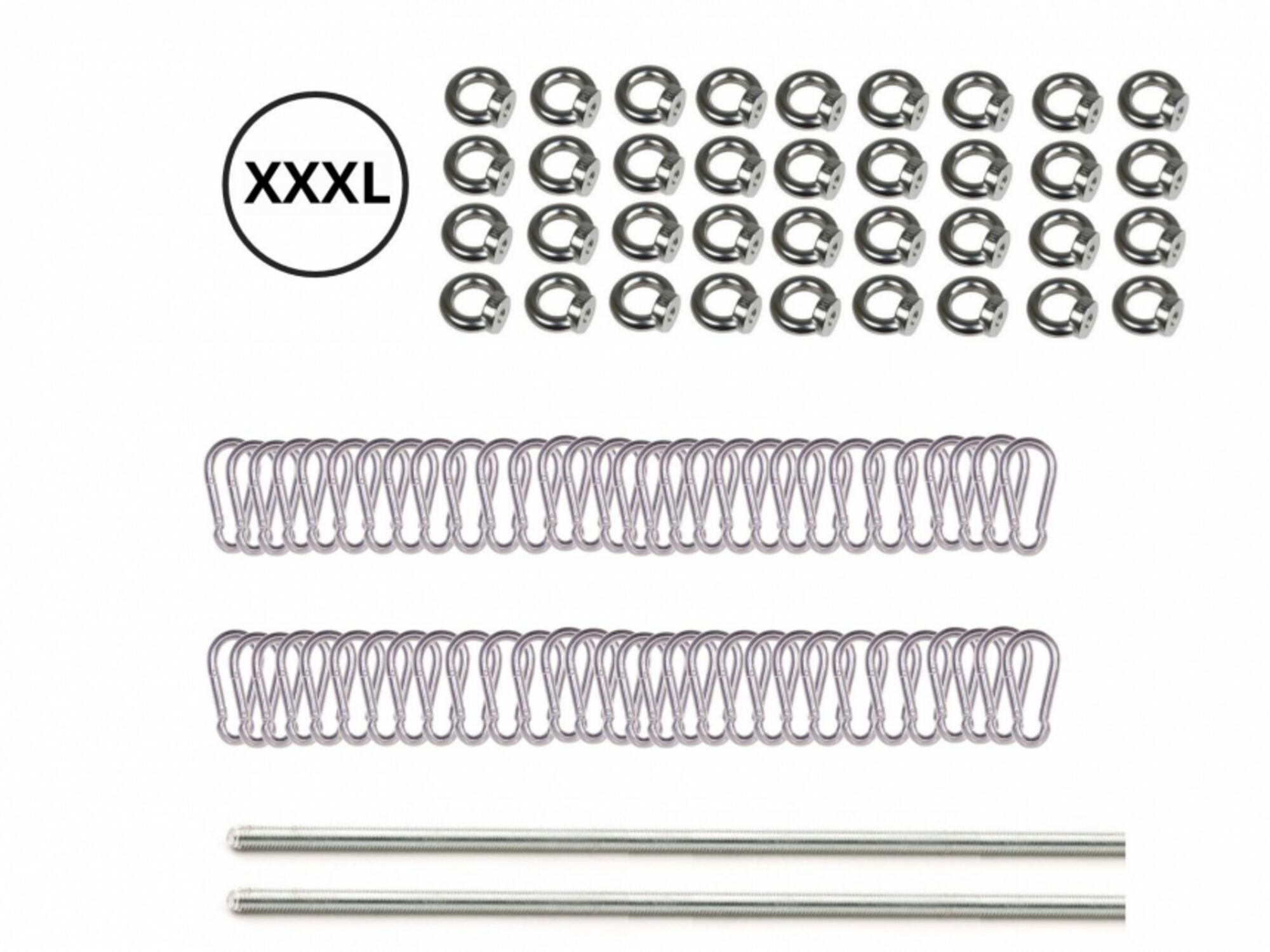 Carabiner set - galvanised - threaded rod to cut for stretch tent 15 x 20 m 