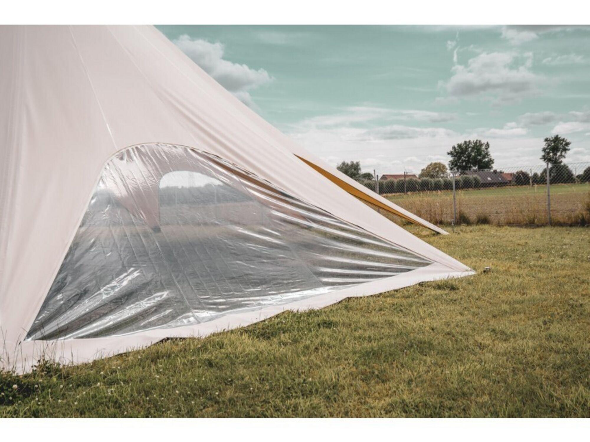 Star tent Stellar 9 textured - sidewall with panoramic window 18 m - Sand