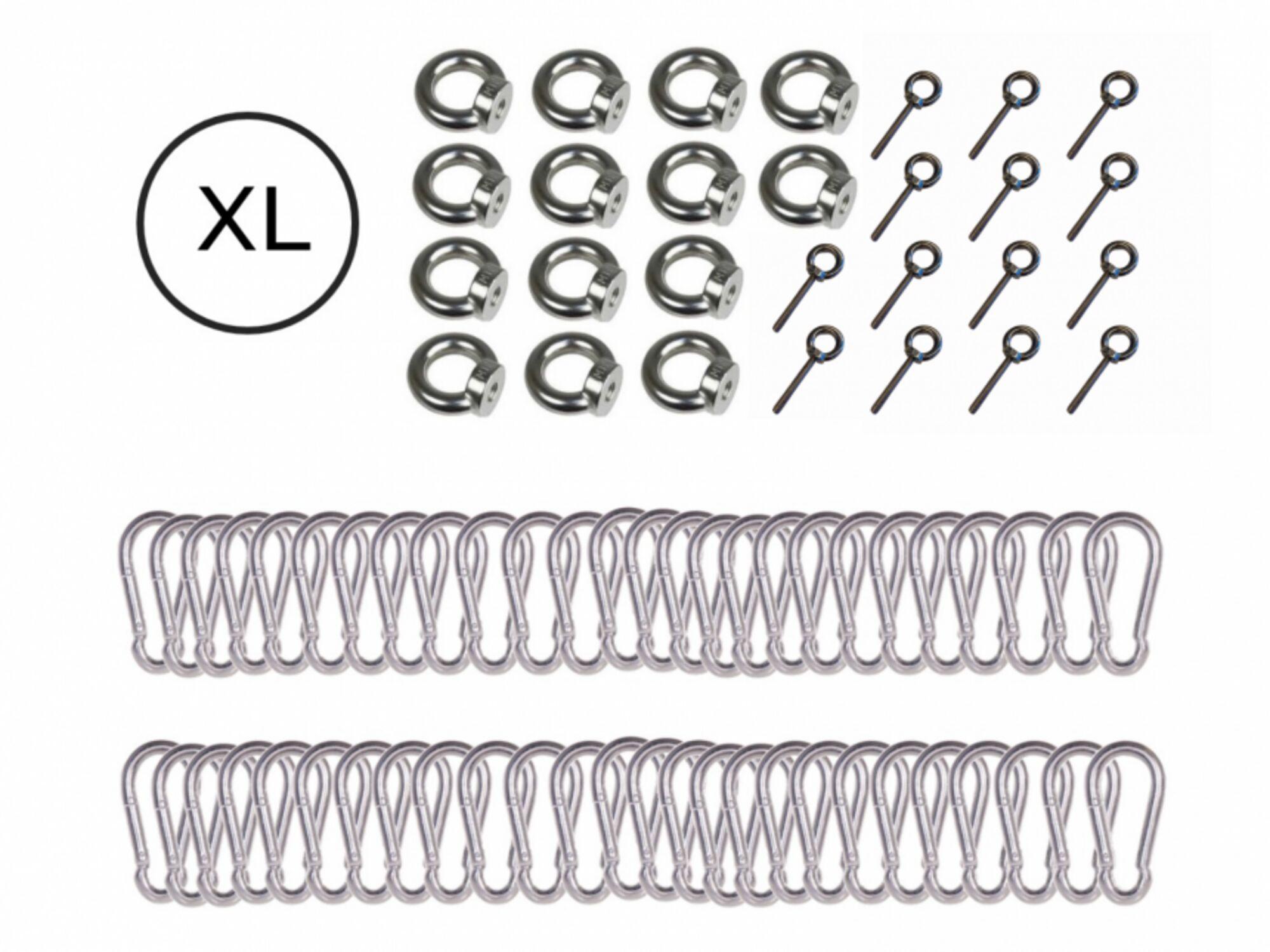 Carabiner set - stainless steel - measure made eyebolts for stretch tent 10 x 17 m 
