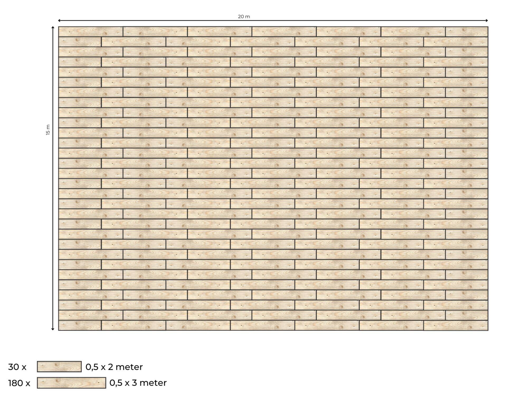 Complete vlondervloer voor stretchtent 15 x 20 m
