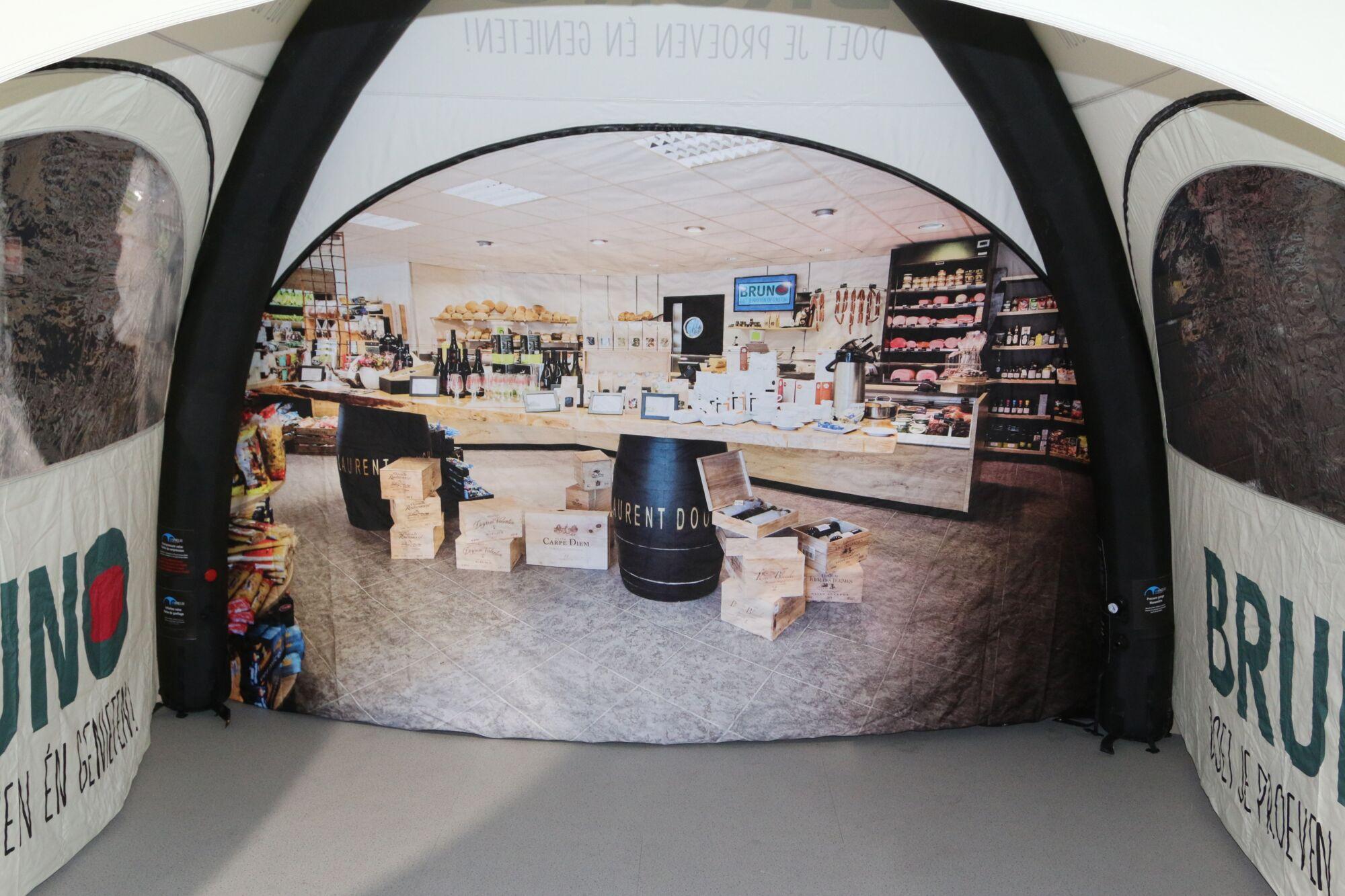 Tente gonflable Globe - 4x4m Structure noir - Toit imprimé