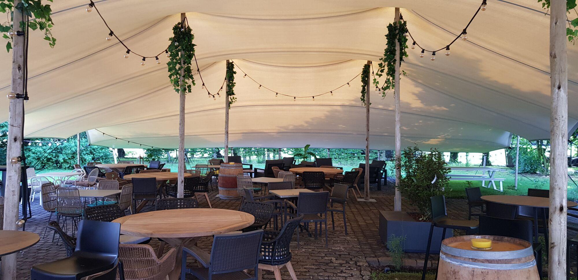 Triflexx stretch tent canvas (560 g/m²) with clamps - 15 x 20 m Cream/Cream