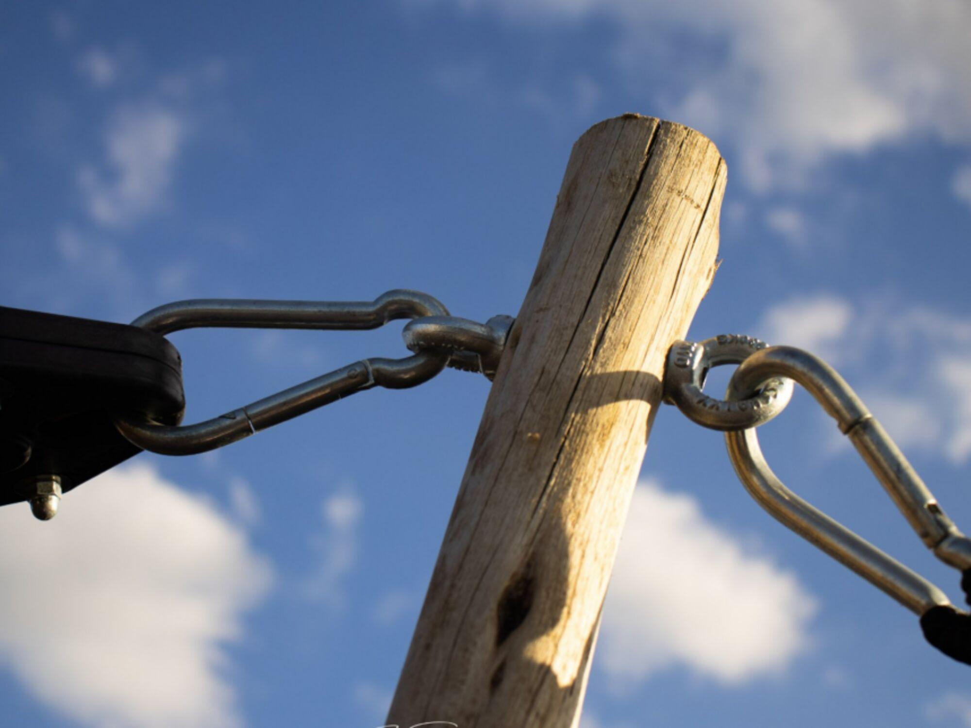 carabiner and pole detail
