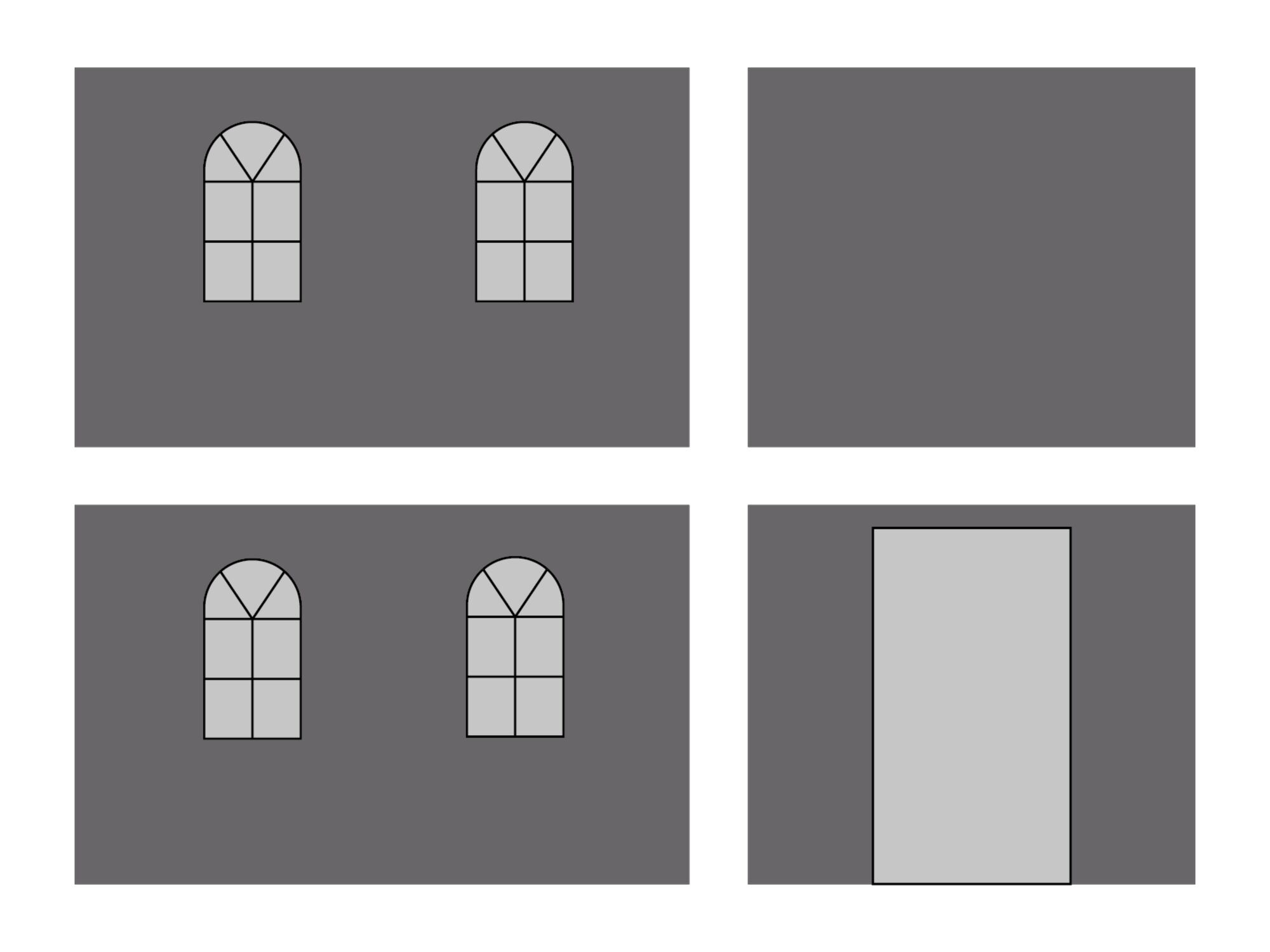 Folding tent Sidewall set with carry bag - Arched windows - 2x3m - Polyester Anthracite