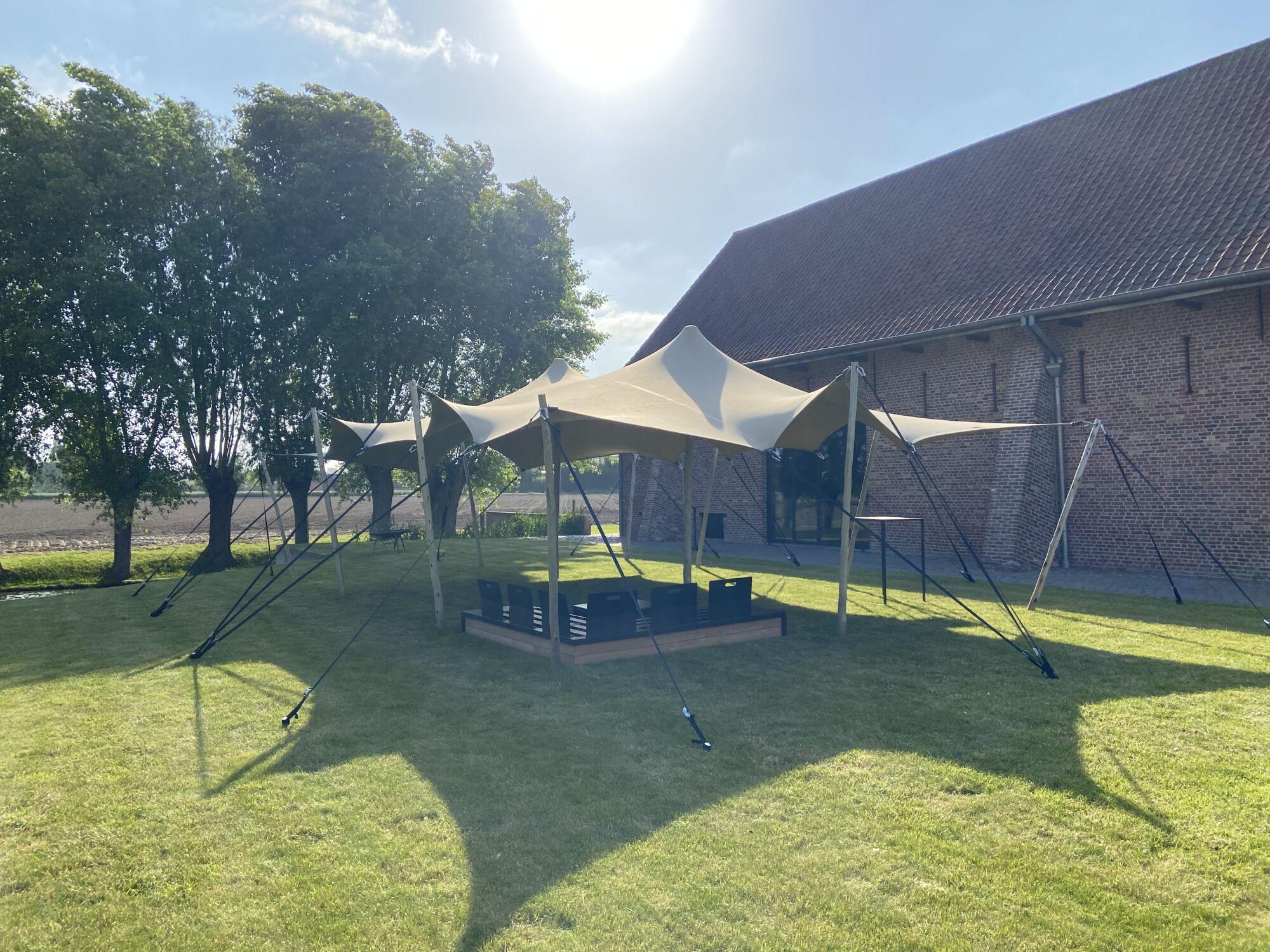 Hiflexx stretch tent canvas (740 g/m²) with clamps - 6,5 x 10 m Sand/Sand