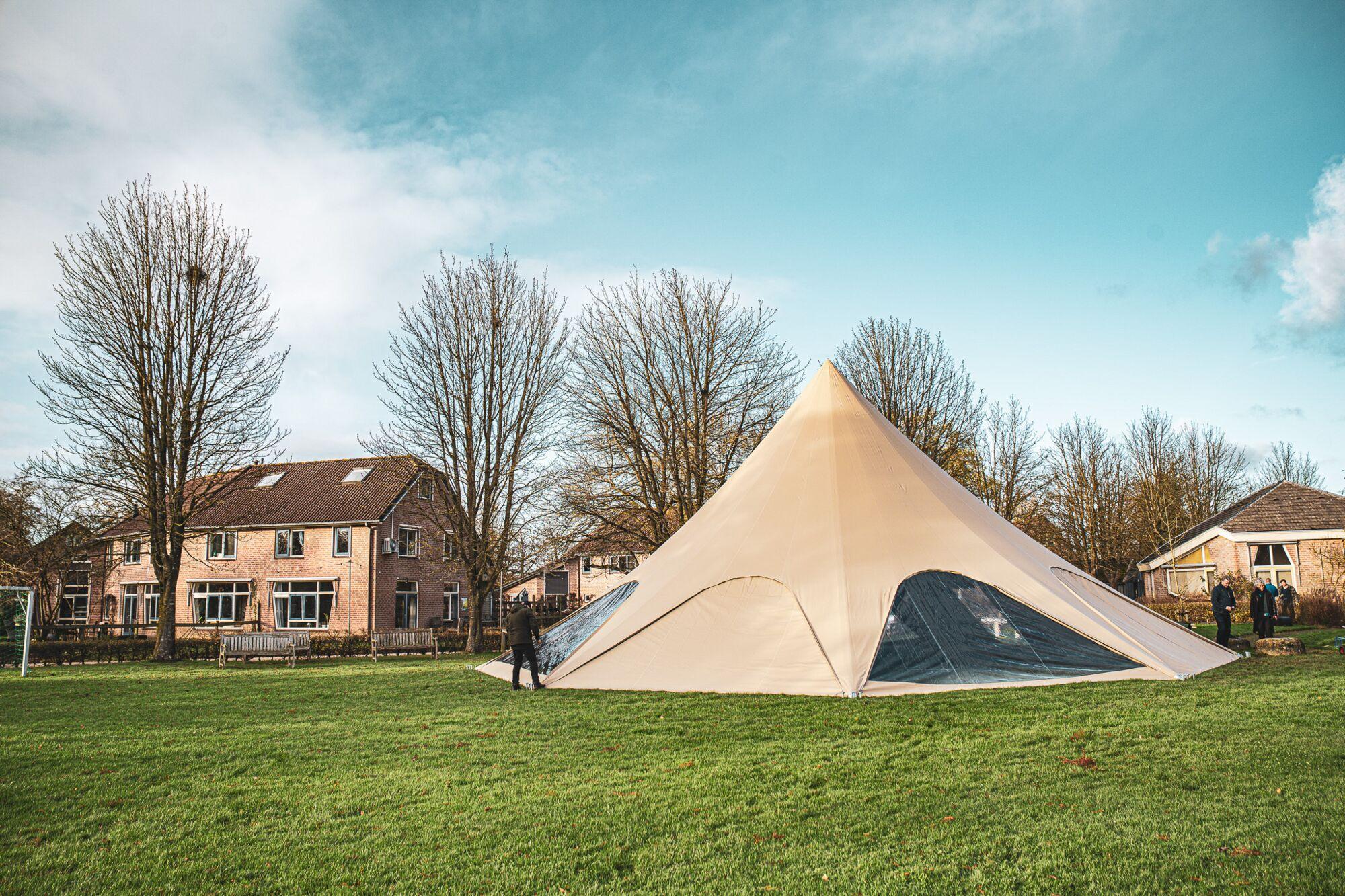 Star tent Stellar 9 textured - set 18 m - PVC - Roof sand - Frame anodised