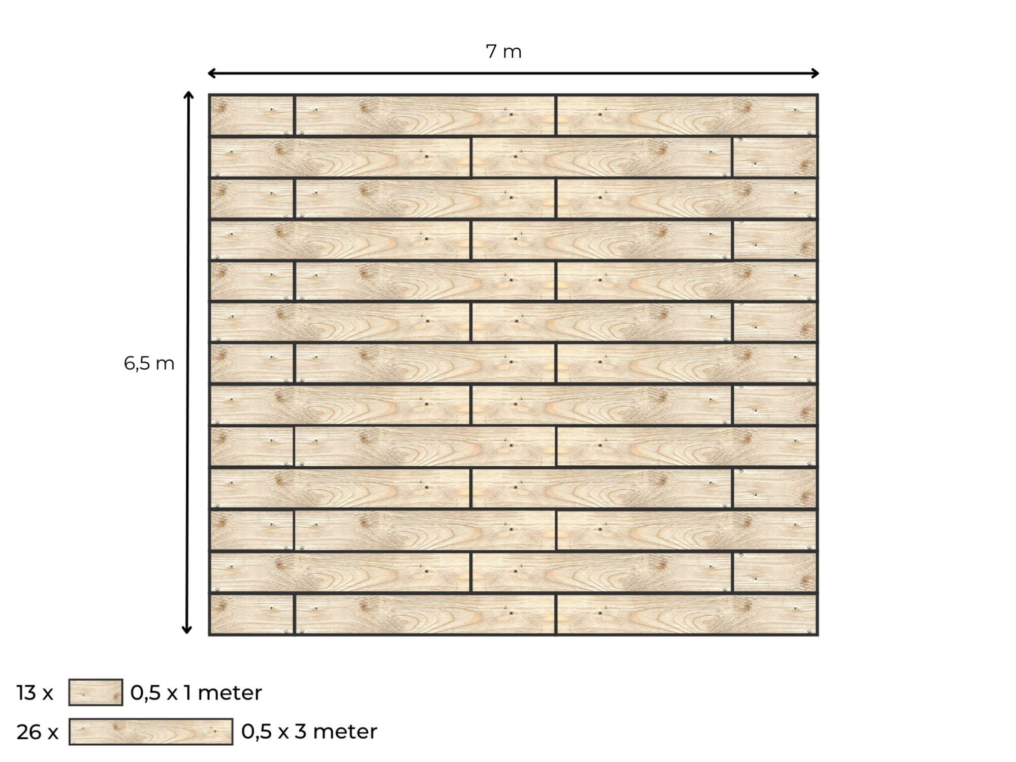 Complete vlondervloer voor stretchtent 6,5 x 6,5 m