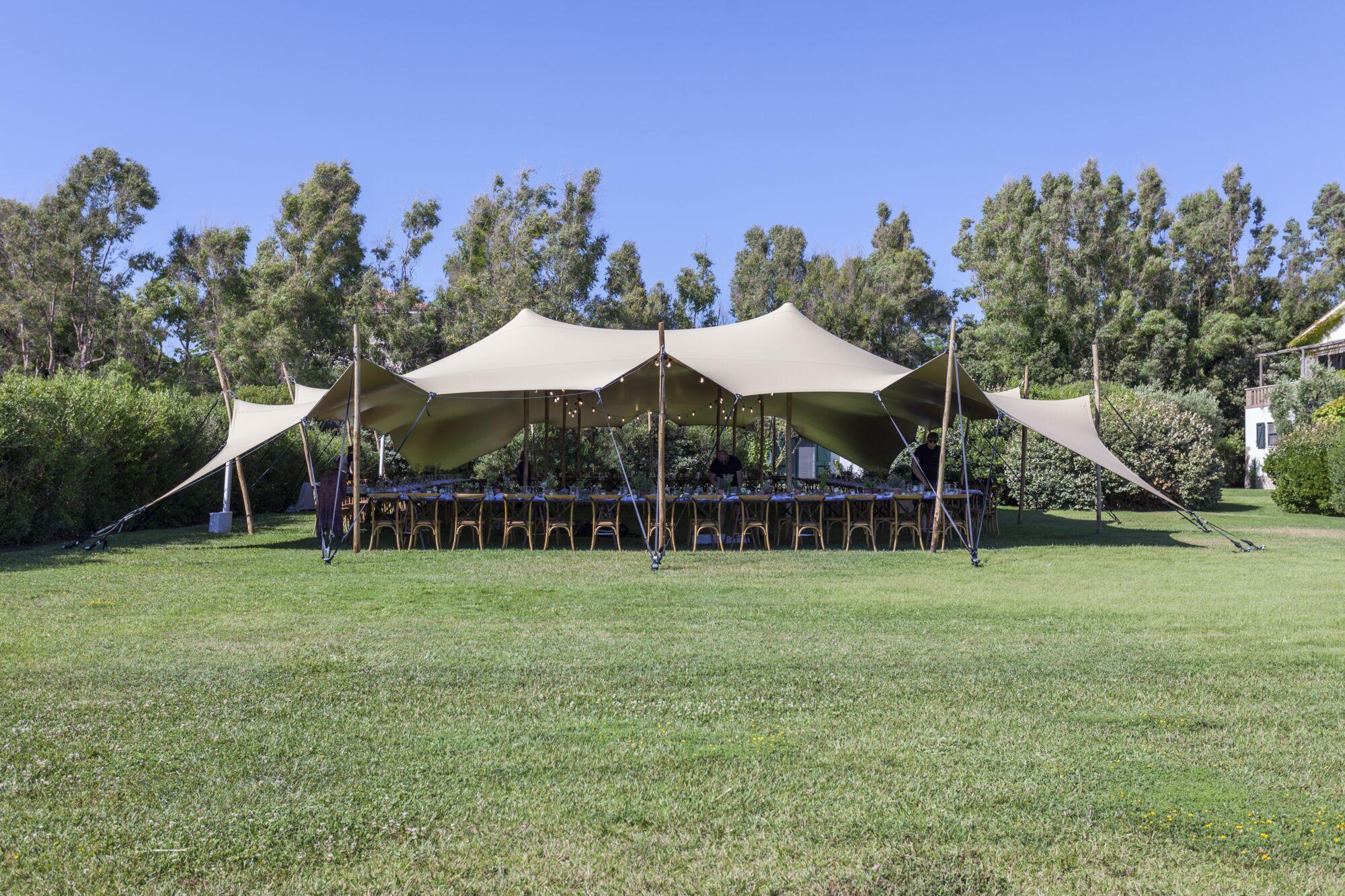 Triflexx stretch tent canvas (560 g/m²) with clamps - 15 x 20 m Cream/Cream